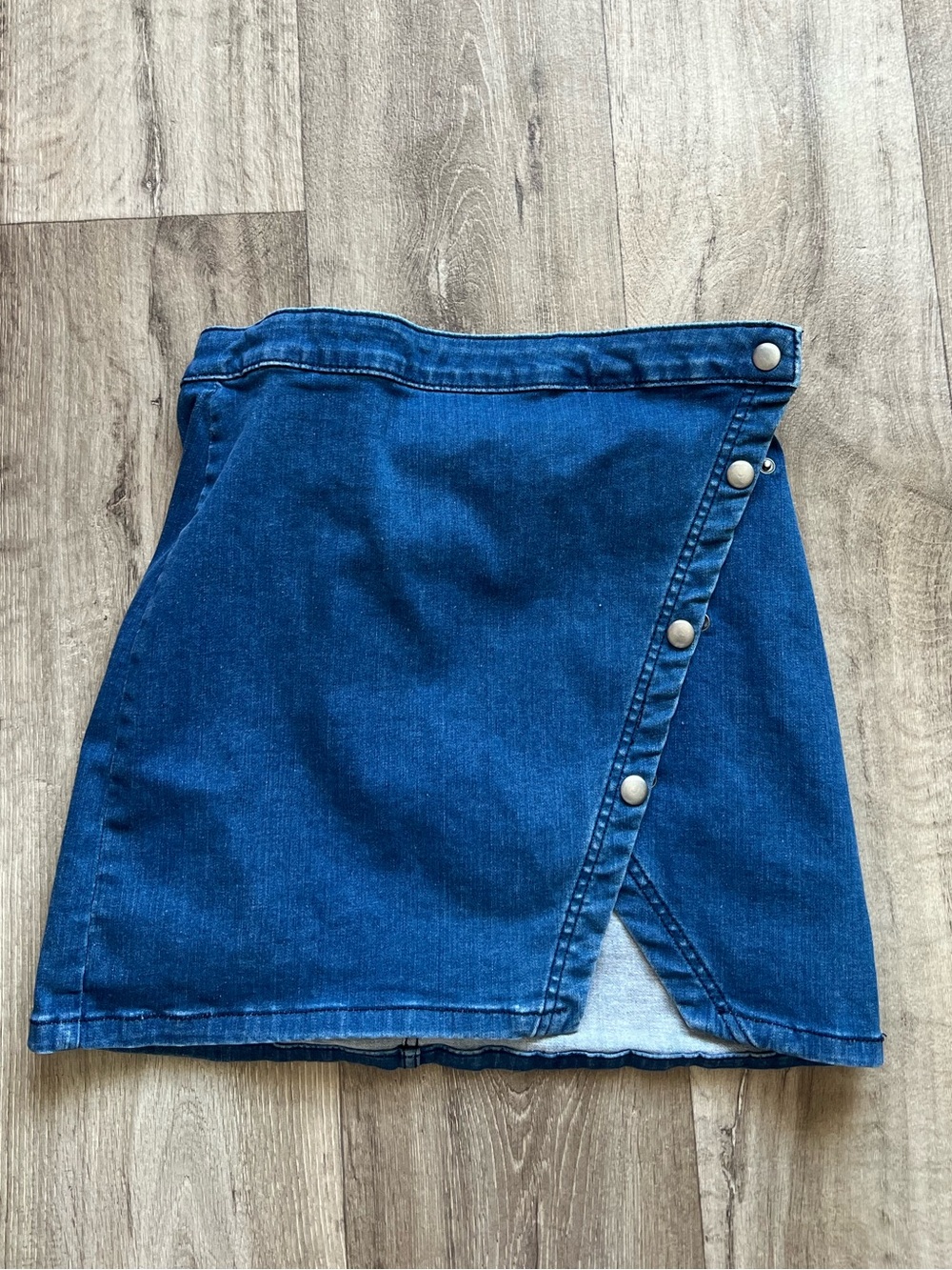 We The Free Free People Notched Denim Wrap Asymmetrical Mini Skirt 6